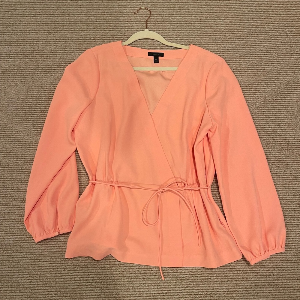 J. Crew Coral Wrap Blouse